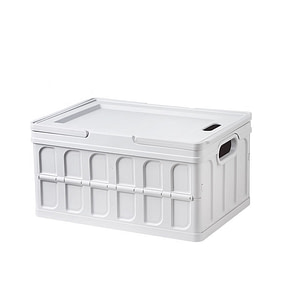 Collapsible 35L Storage Box Crates Plastic Tote Container Stackable Folding Utility Crates for Clothes, Toy, Books,Snack, Shoe, and Grocery Storage Bin with handle for easy carrying - White