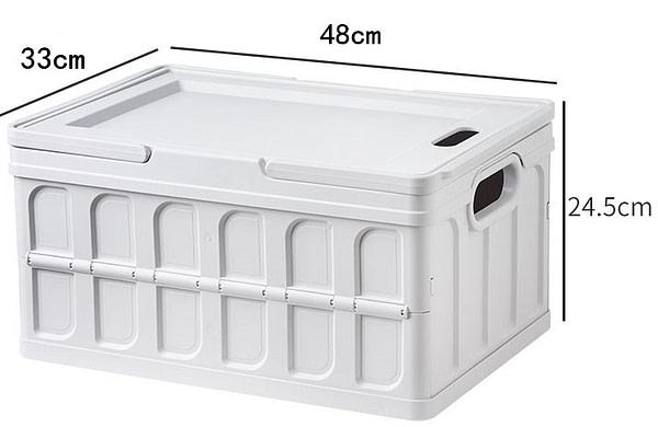 Collapsible 35L Storage Box Crates Plastic Tote Container Stackable Folding Utility Crates for Clothes, Toy, Books,Snack, Shoe, and Grocery Storage Bin with handle for easy carrying - White - Image 4