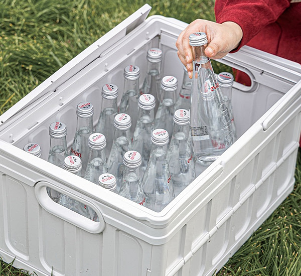 Collapsible 35L Storage Box Crates Plastic Tote Container Stackable Folding Utility Crates for Clothes, Toy, Books,Snack, Shoe, and Grocery Storage Bin with handle for easy carrying - White - Image 7